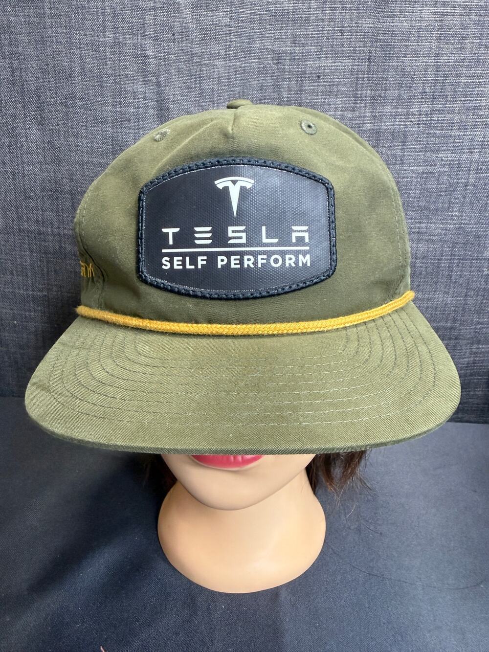 Tesla Self Perform Hat Green Rope Snapback Cap Sportex Safety USA Made Rare